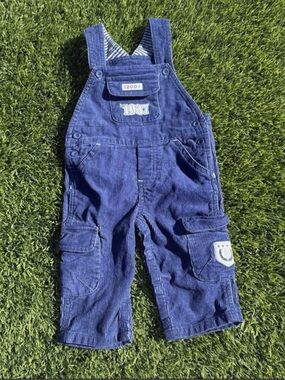 Izod Dark Blue Corduroy Kids Overalls with Pocket Patch 6-9 months